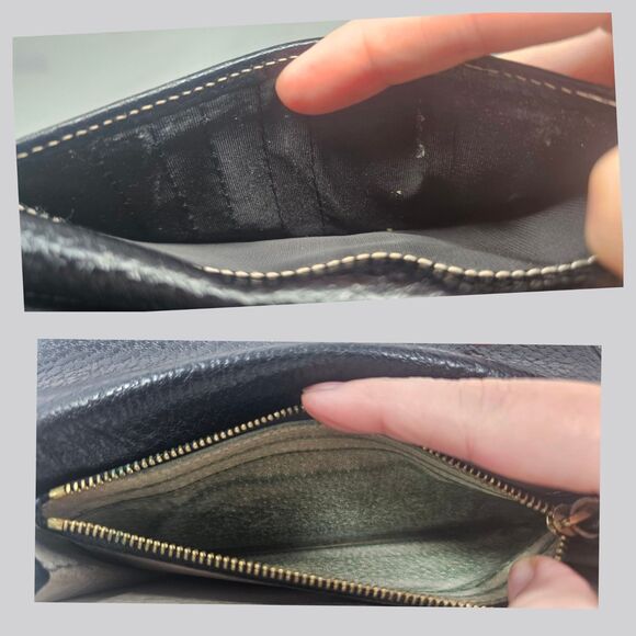 Kate Spade Wallet Womens Black Pebble Trifold Leather Wallet Made Italy 7.25"x4" - Picture 10 of 14